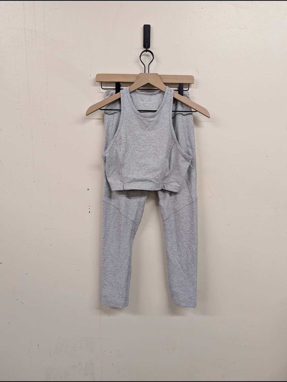 Outdoor Voices Heather Gray Striped Active Tank And Legging Set S/M